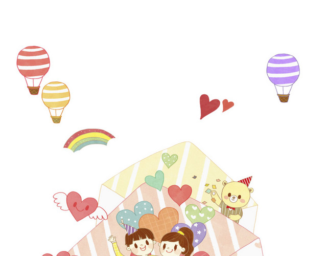 卡通信封里的爱情免抠图