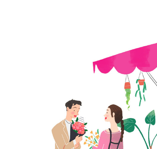 卡通手绘浪漫爱情情侣插画
