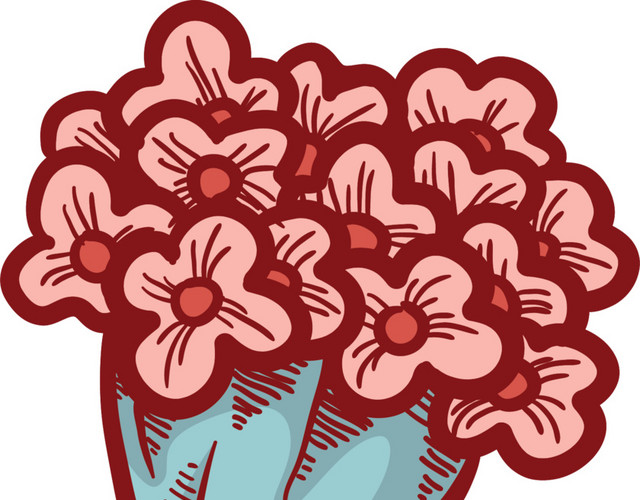 情人节花束卡通插画
