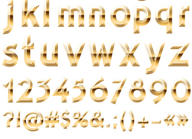 金色字母和数字符号矢量