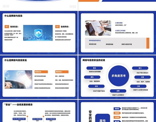 蓝色网络安全课件商务通用PPT模板