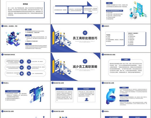 蓝色25D员工离职管理技巧培训PPT