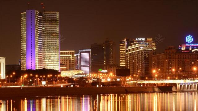 旅游时尚莫斯科的夜景宣传背景图片