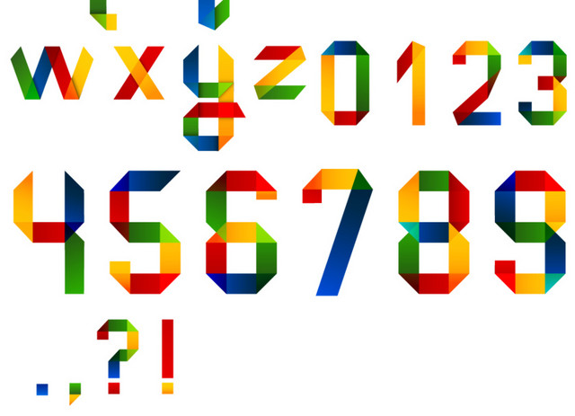 折纸数字字母矢量图形图标