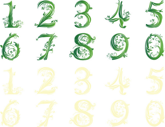 0-9数字植物花纹数字