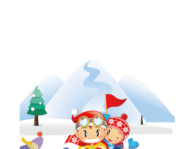 滑雪儿童矢量冰雪乐园
