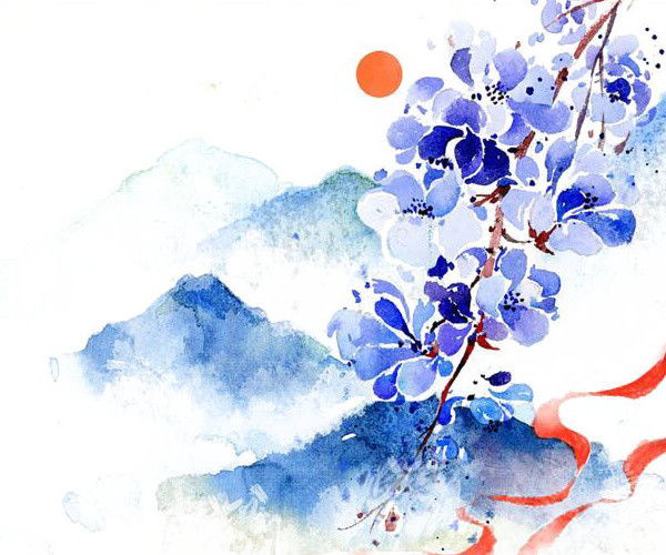 手绘古风风景画