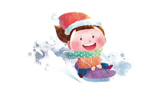 简约滑雪小孩