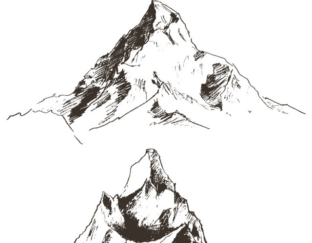 矢量手绘高大的山