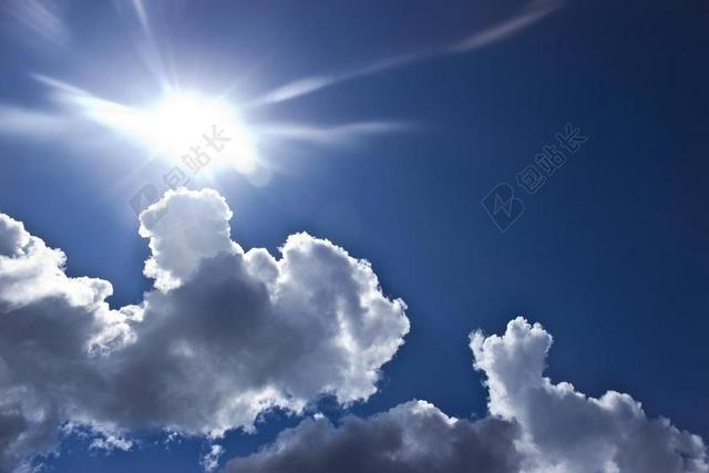 太阳蓝天白云夏天自然清新背景图片