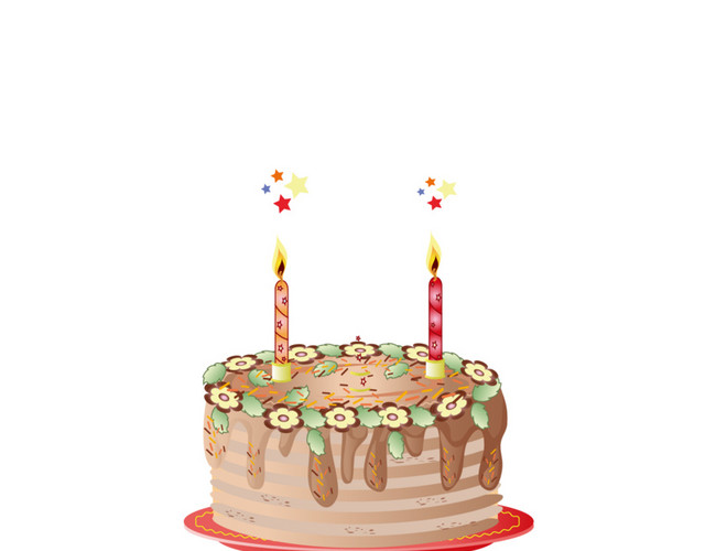 卡通手绘生日蛋糕矢量PNG
