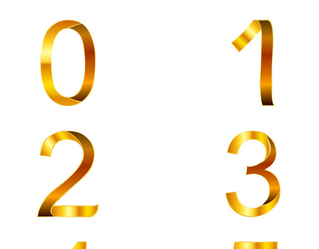 0-9数字矢量黄金数字素材