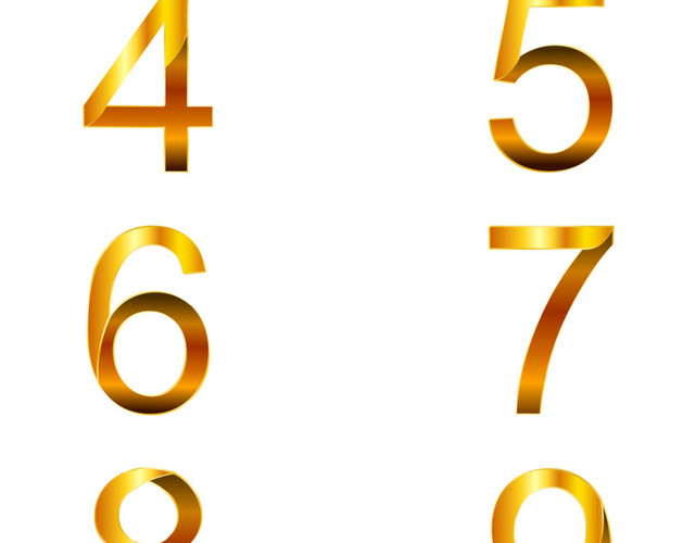0-9数字矢量黄金数字素材