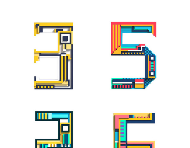 0-9数字6款高清C4D创意数字