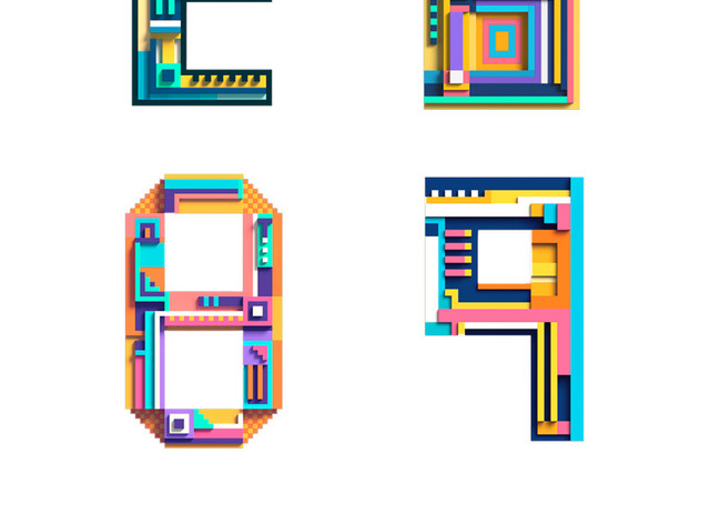 0-9数字6款高清C4D创意数字