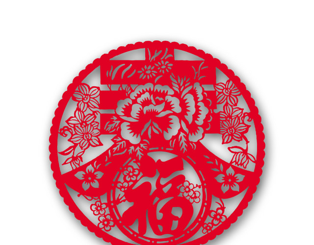 红色春节剪纸庆祝
