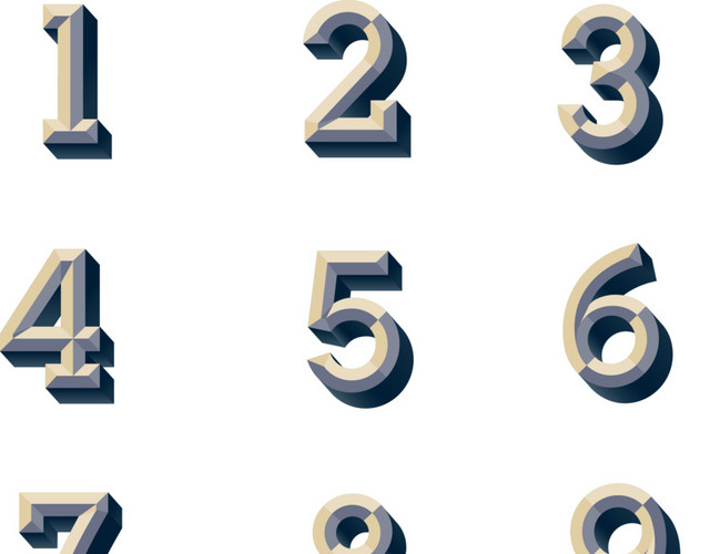 0-9数字灰色立体数字元素