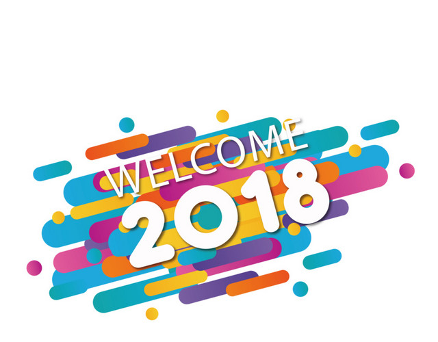 多彩扁平2018新年字体矢量