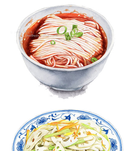 手绘美食面条