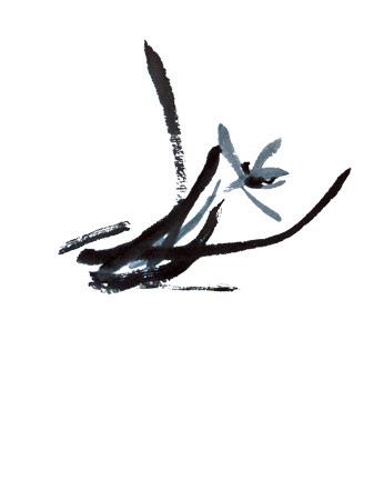 手绘黑色兰花素材