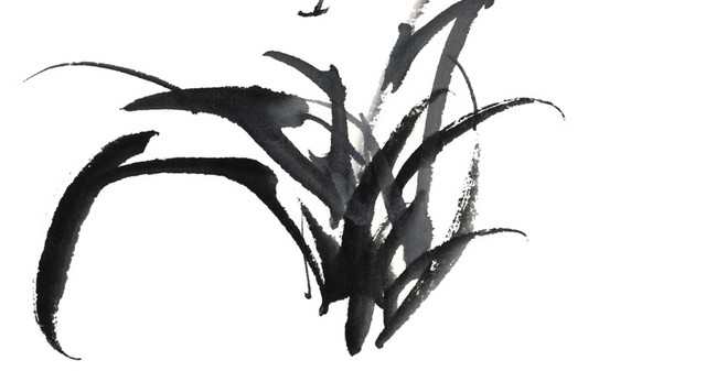 黑色水墨花素材