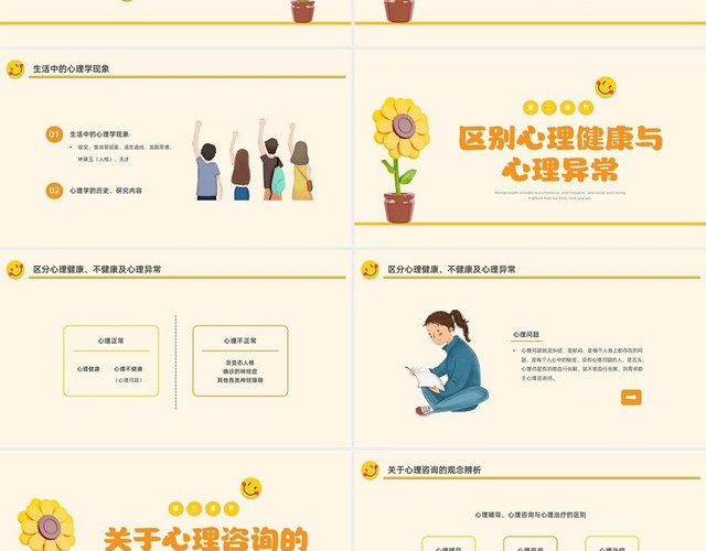 橙黄色水彩简约中学生心理健康讲座PPT课件