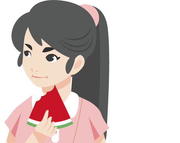 矢量图吃西瓜的女孩