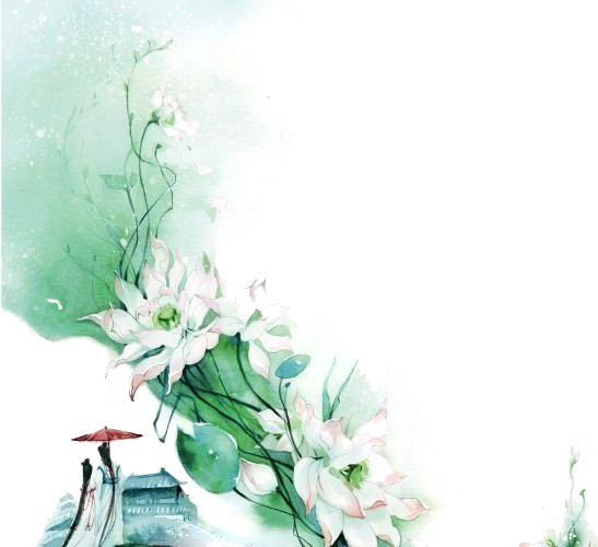 唯美古风水彩插画