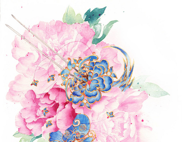唯美古风手绘插画