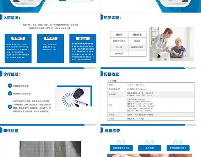 蓝色商务风糖尿病护理查房护理工作总结