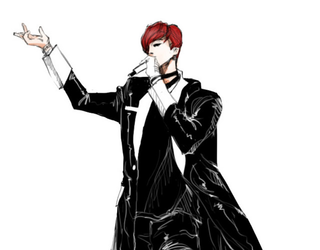 帅气歌手男孩插画手绘