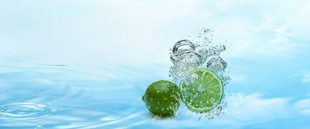 淘宝清新水纹柠檬背景