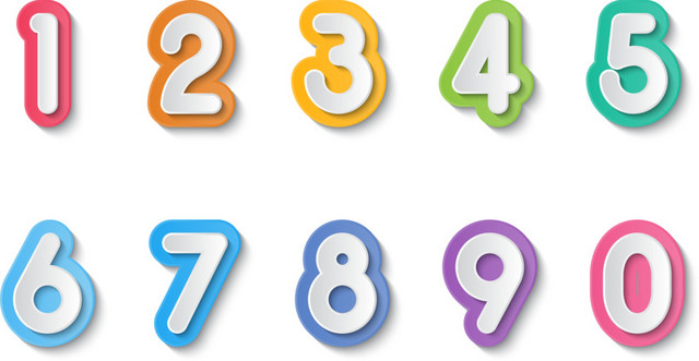 0-9数字矢量手绘数字