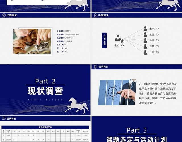 蓝色剪影励志风格品质改善报告