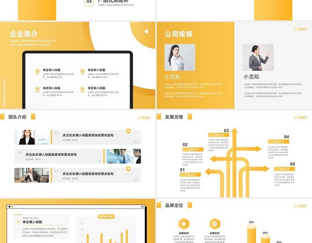 黄色简约产品介绍PPT模板