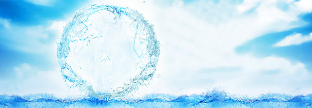 化妆品清新水珠蓝色电商海报背景透明