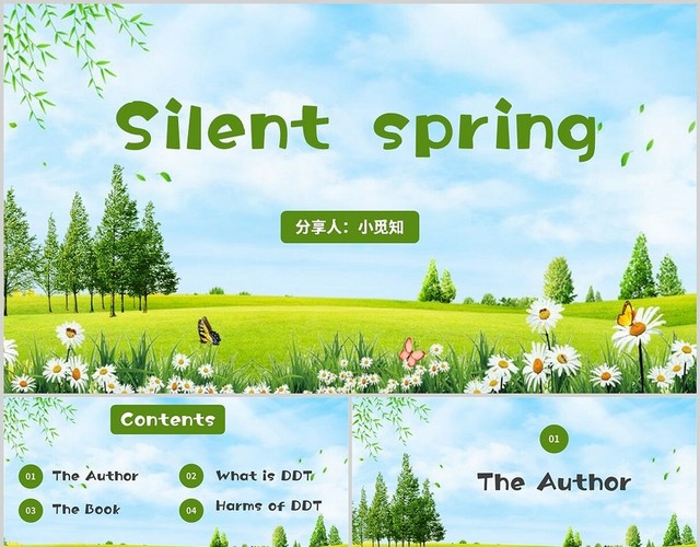 写实英语PPT寂静的春天模板寂静的春天英语介绍