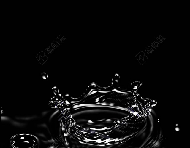 水珠飞溅黑色背景主图