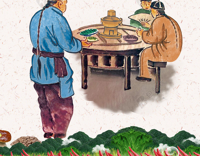 传统美食火锅H5背景PSD下载