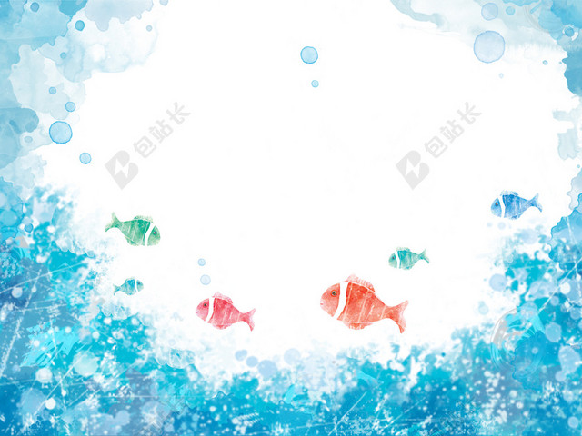 蓝色手绘鱼儿背景