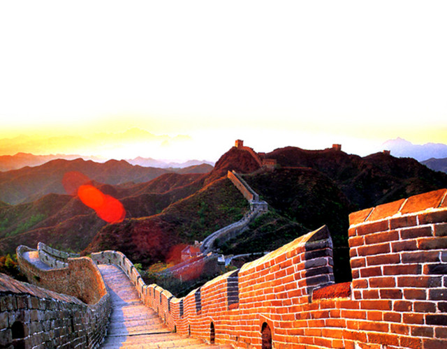 北京旅游长城红色大气风景图案
