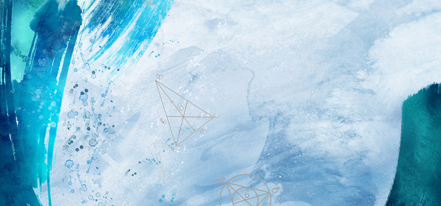 水彩手绘蓝色办公文具BANNER背景