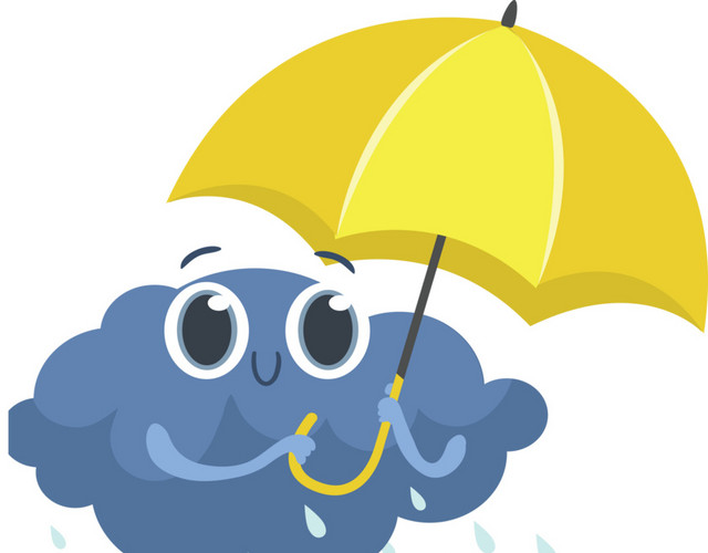 下雨天雨季乌云小人素材
