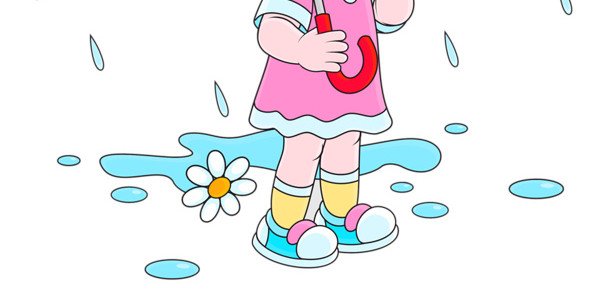 雨中打伞的女孩素材