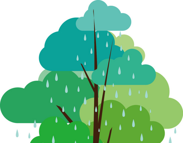 下雨的午后插画矢量