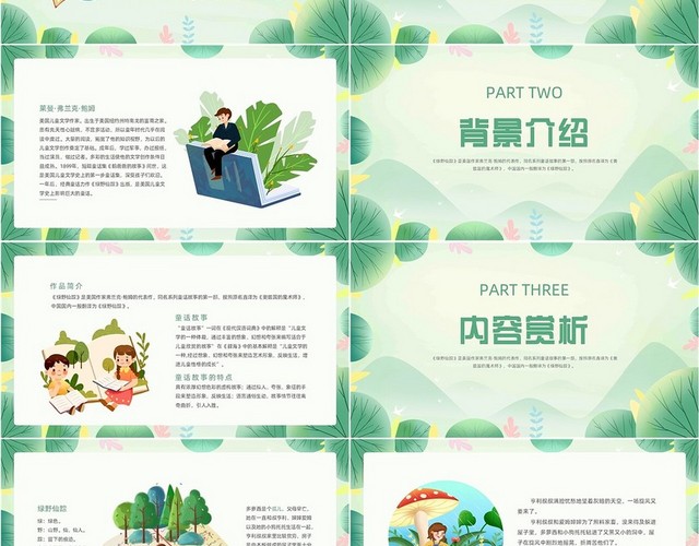 绿色小清新绿野仙踪读书分享动态PPT