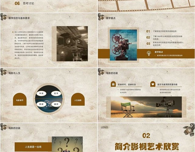 棕色复古怀旧阿甘正传电影赏析PPT课件
