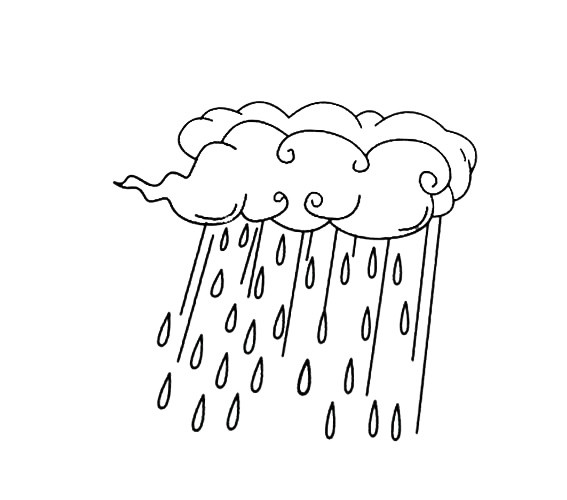 手绘黑色下雨云简笔画素材