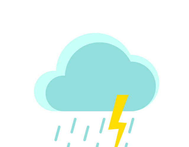 矢量手绘下雨打雷天气素材