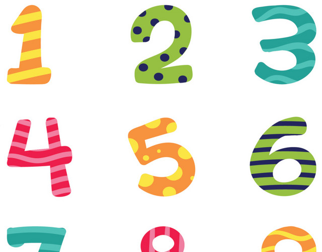 0-9数字彩色卡通数字